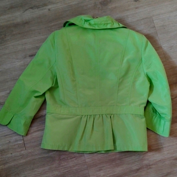 Lime Green Lightweight Rain Jacket with Ruffles by Tribella Size 12 - Picture 8 of 13
